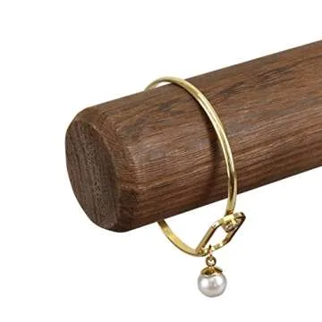 Ikee Design Antique Wooden Display Jewelry Accessory Stand, Bracelet Scrunchie Holder Display for Store, Showcase and Home, Brown Color, 7.9 W x 2.9 D x 5.5 H in