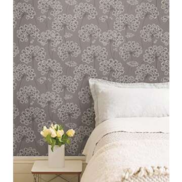 NuWallpaper NU1693 Angelica Peel & Stick Wallpaper, Grey