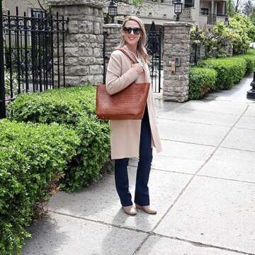 BOHIQ Large Leather Tote Bag for Women - Premium Quality Woven Leather Handbag with Superior Zipper ...