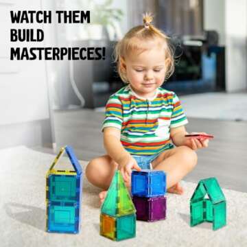 Shapemags Magnetic Tiles for Kids 100 Piece Set - Educational 3D Magnetic Building Blocks for Toddlers - Construction Magnet Toys Kit with Car Base and Stabilizer Plate