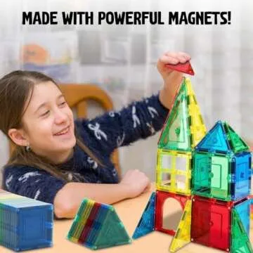 Shapemags Magnetic Tiles for Kids 100 Piece Set - Educational 3D Magnetic Building Blocks for Toddlers - Construction Magnet Toys Kit with Car Base and Stabilizer Plate