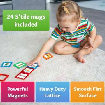 Shapemags Magnetic Tiles for Kids 100 Piece Set - Educational 3D Magnetic Building Blocks for Toddlers - Construction Magnet Toys Kit with Car Base and Stabilizer Plate