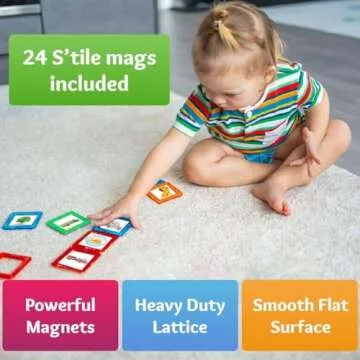 Shapemags Magnetic Tiles for Kids 100 Piece Set - Educational 3D Magnetic Building Blocks for Toddlers - Construction Magnet Toys Kit with Car Base and Stabilizer Plate