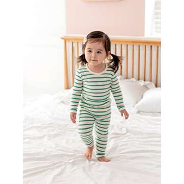 AVAUMA Baby Boys Girls Pajama Set 6M-7T Kids Cute Toddler Snug fit Pjs Cotton Sleepwear (Stripe_Mint Medium)
