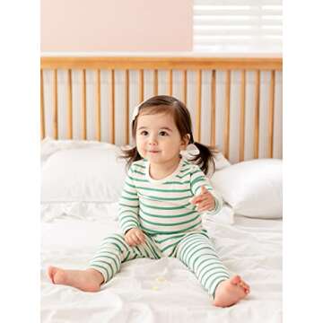AVAUMA Baby Boys Girls Pajama Set 6M-7T Kids Cute Toddler Snug fit Pjs Cotton Sleepwear (Stripe_Mint Medium)
