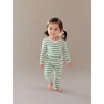 AVAUMA Baby Boys Girls Pajama Set 6M-7T Kids Cute Toddler Snug fit Pjs Cotton Sleepwear (Stripe_Mint Medium)