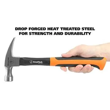 GreatNeck HG16S 16 Oz. Fiberglass Straight Claw Hammer, Carpenter & Contractor Tool for Framing, Building, & Ripping Nails, Durable Drop Forged Steel Hammer