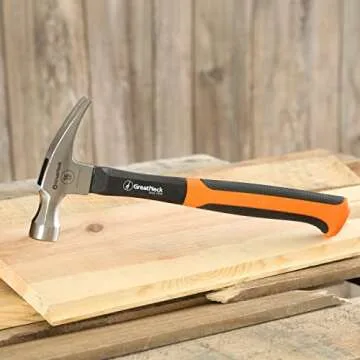 GreatNeck HG16S 16 Oz. Fiberglass Straight Claw Hammer, Carpenter & Contractor Tool for Framing, Building, & Ripping Nails, Durable Drop Forged Steel Hammer