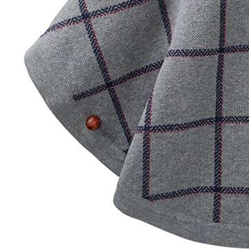 Hope & Henry Girls Grey Plaid Sweater Cape