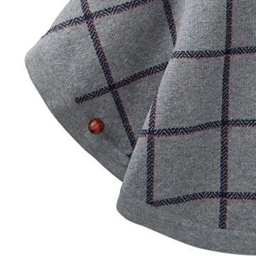 Hope & Henry Girls Grey Plaid Sweater Cape