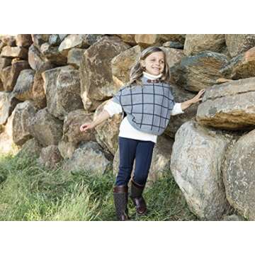Hope & Henry Girls Grey Plaid Sweater Cape
