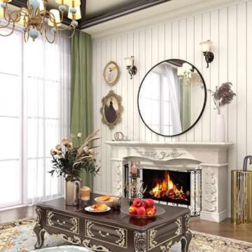 BEAUTYPEAK 30 Inch Round Mirror, Metal Frame Circle Mirror, Wall Mounted for Entryway, Bathroom, Vanity, Living Room, Black