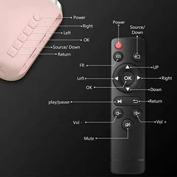 ksbaby Mini Projector for Outdoor Portable Projector Movies Projector, SmartPhone Screen Can be Mirrored to The Projector Through a Data Cable, Compatible with HDMI, USB, Type-C, Laptop, TV Stick