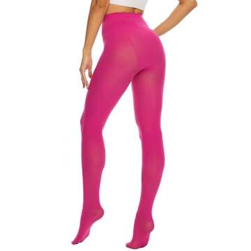 CozyWow Women's 80D Soft Solid Color Semi Opaque Footed Tights High Waist Womens Tights(S-M, Fuchsia)