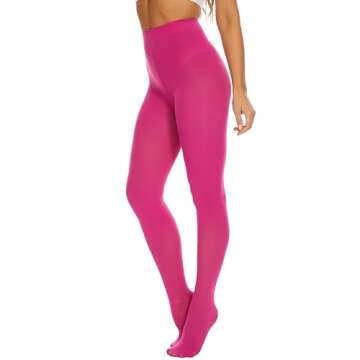 CozyWow Women's 80D Soft Solid Color Semi Opaque Footed Tights High Waist Womens Tights(S-M, Fuchsia)