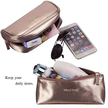 ibeacos Clear Makeup Bag Set - Stylish Travel Organizer in Rose Gold