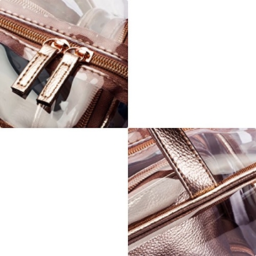 ibeacos Clear Makeup Bag Set - Stylish Travel Organizer in Rose Gold