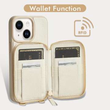 ZVE for iPhone 14 Wallet Case Crossbody with RFID Blocking Design - Stylish & Practical