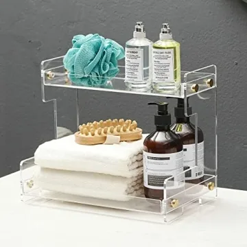 Hiendure 2-Tier Bathroom Counter Organizer - Stylish Vanity Storage Shelf