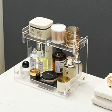 Hiendure 2-Tier Bathroom Organizer Stylish Vanity Storage