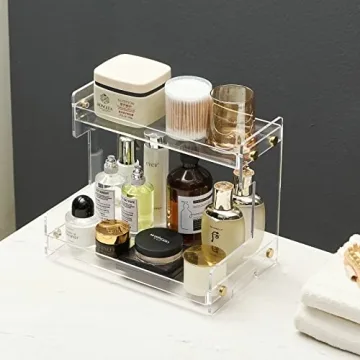 Hiendure 2-Tier Bathroom Organizer Stylish Vanity Storage