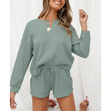 Lingswallow Women Waffle Lounge Sets for Cozy Comfort