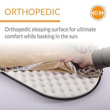 K&H Pet Products Bolster Kitty Sill Cat Window Perch Bed for Large Cats, Orthopedic Window Hammock Holds 40 lbs, Washable Cover, Indoor Windowsill Furniture Bed Seat - Tan/Kitty Unheated 14 X 24in