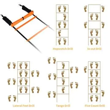 YISSVIC Agility Ladder and Cones 20 Feet 12 Adjustable Rungs Fitness Speed Training Equipment (20 feet, Light Orange)