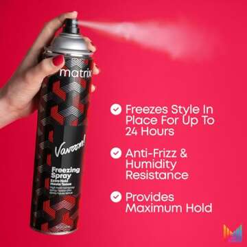 Matrix Vavoom Extra Hold Freezing Spray | Volumizing & Texturizing Hairspray | Extra Firm Hold | Prevents Frizz & Protects Against Humidity | Fast-Drying | For All Hair Types | Hair Styling | 15 oz.