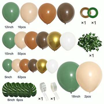 PERPAOL 148PCS Sage Green Brown Balloon Garland Kit for Safari Decorations