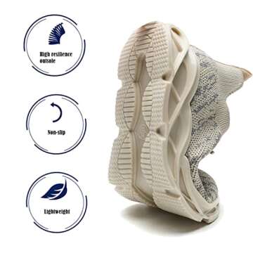 DADAWEN Boys Girls Sneakers – Lightweight Breathable Tennis Shoes for Kids in Beige