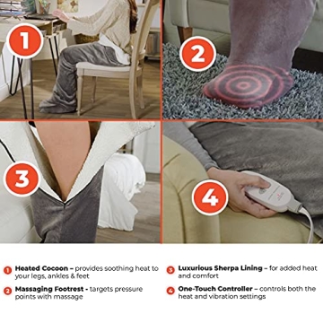 Calming Cozy Wearable Blanket with Heated Massage Foot Bed