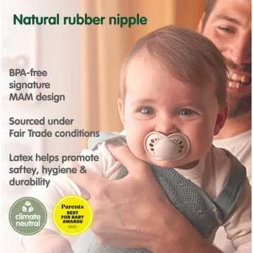 MAM Original Pure Pacifier, Climate Neutral MAM Natural Rubber Pacifier, Sustainable & Bio-Renewable Raw Materials, Sterilizer Case, Unisex, 0-6 Months, 2-Pack