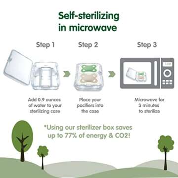 MAM Original Pure Pacifier, Climate Neutral MAM Natural Rubber Pacifier, Sustainable & Bio-Renewable Raw Materials, Sterilizer Case, Unisex, 0-6 Months, 2-Pack