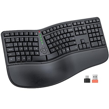 MEETION Ergonomic Keyboard, Split Wireless Keyboard with Cushioned Wrist, Palm Rest, Curved, Natural...