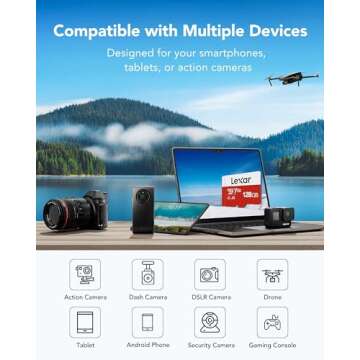 Lexar E-Series 128GB Micro SD Card 3 Pack, microSDXC UHS-I Flash Memory Card with Adapter, 100MB/s, C10, U3, A1, V30, Full HD, 4K UHD, High Speed TF Card