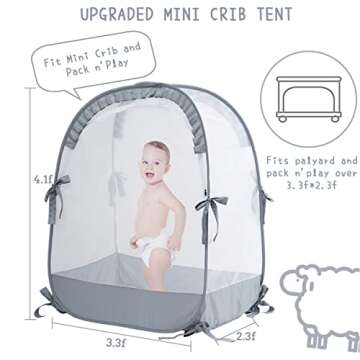 L RUNNZER Pack N Play Tent to Keep Baby in, Crib Net for Pack and Plays, Mini Cribs & Play Yards to ...
