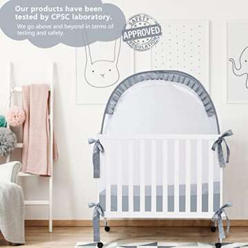 L RUNNZER Pack N Play Tent to Keep Baby in, Crib Net for Pack and Plays, Mini Cribs & Play Yards to Stop Baby from Climbing Out, Pop Up Design & Breathable Mesh Crib Canopy