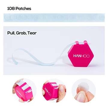 Hanhoo On the Go Blemish Patch, 108 Count, Pimple Patch Dispenser, Shrinks Pimples, Protects from Finger-picking and Dirt, Absorbs Fluid, Acne Spot Patches, Invisible Pimple Patches, Korean Skincare