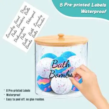 JYPS Laundry Pods Container for Laundry Room Organization and Storage, Large Capacity Acrylic Laundry Detergent Powder Container Dispenser with Bamboo Lids for Organizing