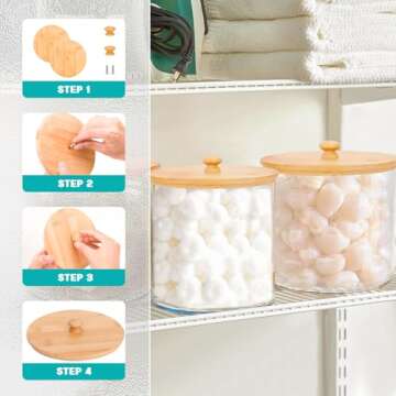 JYPS Laundry Pods Container for Laundry Room Organization and Storage, Large Capacity Acrylic Laundry Detergent Powder Container Dispenser with Bamboo Lids for Organizing