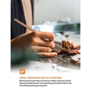 Nicpro Detail Paint Brushes 5 PCS Extra Fine Tip 000 Professional Miniature Painting Artist Set Round 3/0 for Micro Watercolor Oil Acrylic Craft Models Rock Army Paint by Number for Adult