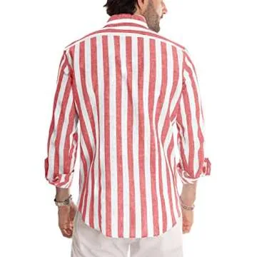 JMIERR Stylish Cotton Linen Long Sleeve Shirt for Men