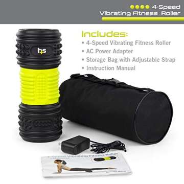 HealthSmart 4-Speed Vibrating Exercise Roller Foam FSA/HSA Eligible – Deep Tissue Massage Muscle R...