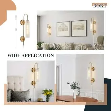 BOKT Mid Century Modern Plug-in Wall Sconces for Home