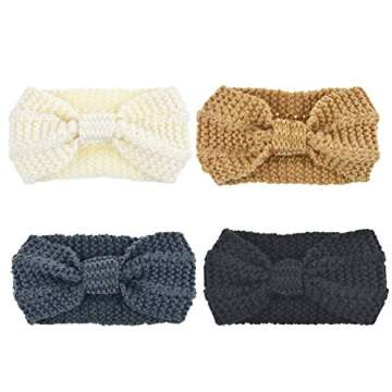 DRESHOW 1950's Vintage Modern Style Elastic Women Turban Headbands Twisted Cute Hair Band Accessories (4 Pack Crochet Knot D)