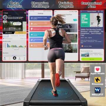 Walking Pad Treadmill 300 lb Capacity, 2 in 1 Under Desk Treadmill with Voice Control, 2.5HP Portable Treadmills for Home Small, Compact Walking Pad with APP & Remote Control, LED Display