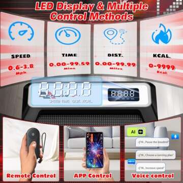 Walking Pad Treadmill 300 lb Capacity, 2 in 1 Under Desk Treadmill with Voice Control, 2.5HP Portable Treadmills for Home Small, Compact Walking Pad with APP & Remote Control, LED Display