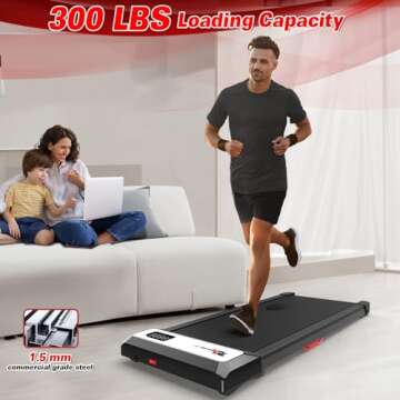 Walking Pad Treadmill 300 lb Capacity, 2 in 1 Under Desk Treadmill with Voice Control, 2.5HP Portable Treadmills for Home Small, Compact Walking Pad with APP & Remote Control, LED Display