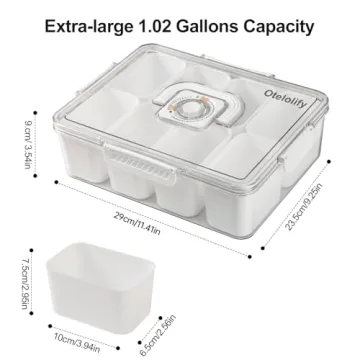 Otelolify 1.07 Gal Snack Tray with Handle & Lid